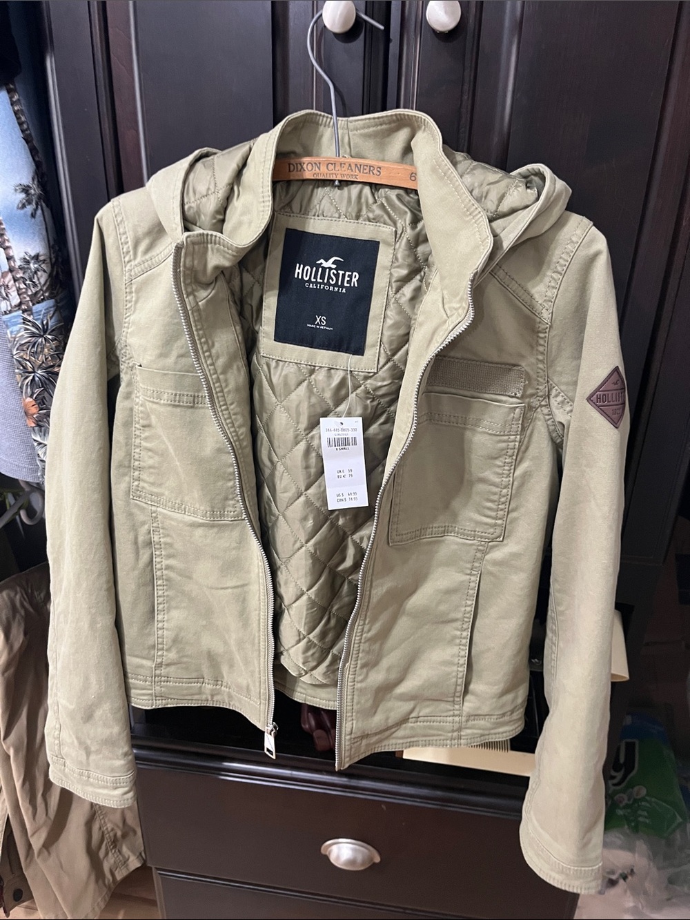 Hollister Olive Green Quilted Hooded Jacket